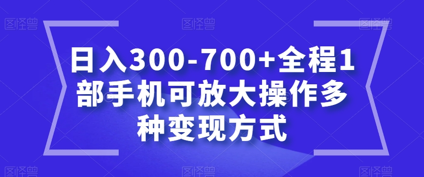 日入300-700+全程1部手机可放大操作多种变现方式【揭秘】网赚库-项目库-轻创网-中创网-福缘网-冒泡网-资源之家-魔方项目库网赚库