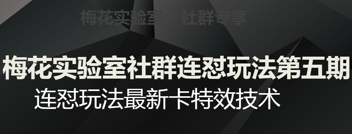 梅花实验室社群连怼玩法第五期，视频号连怼玩法最新卡特效技术网赚库-项目库-轻创网-中创网-福缘网-冒泡网-资源之家-魔方项目库网赚库