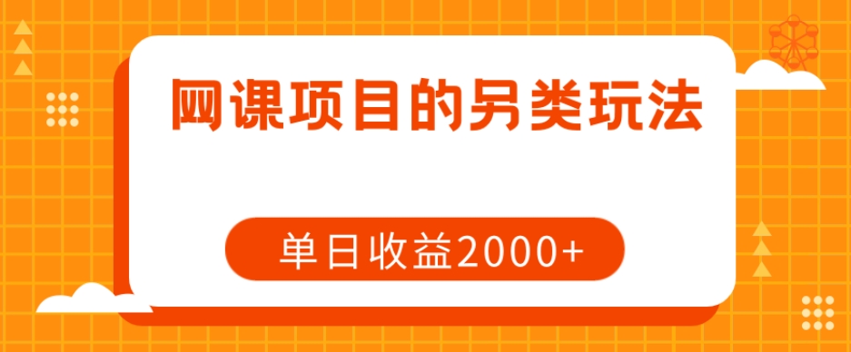 网课项目的另类玩法，单日收益2000+【揭秘】网赚库-项目库-轻创网-中创网-福缘网-冒泡网-资源之家-魔方项目库网赚库
