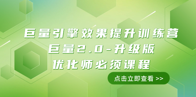 （7887期）巨量引擎·效果提升训练营：巨量2.0-升级版，优化师必须课程（111节课）网赚库-项目库-轻创网-中创网-福缘网-冒泡网-资源之家-魔方项目库网赚库