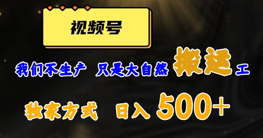 视频号轻松搬运日赚500+，一个1分钟1条原创视频【揭秘】网赚库-项目库-轻创网-中创网-福缘网-冒泡网-资源之家-魔方项目库网赚库