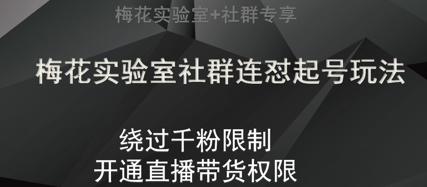 梅花实验室社群连怼起号玩法，视频号绕过千粉限制，开通直播带货权限【揭秘】网赚库-项目库-轻创网-中创网-福缘网-冒泡网-资源之家-魔方项目库网赚库