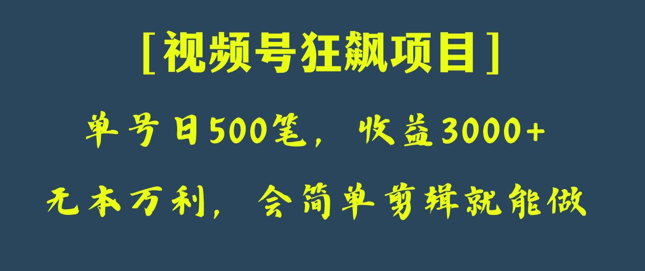 日收款500笔，纯利润3000+，视频号狂飙项目！网赚库-项目库-轻创网-中创网-福缘网-冒泡网-资源之家-魔方项目库网赚库