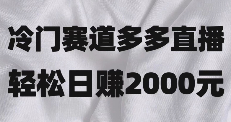 冷门赛道拼多多直播，简单念稿子，日收益2000＋【揭秘】网赚库-项目库-轻创网-中创网-福缘网-冒泡网-资源之家-魔方项目库网赚库