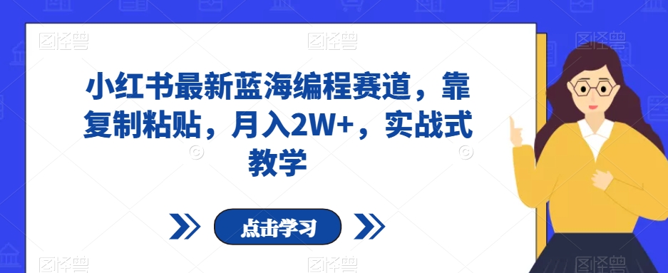 小红书最新蓝海编程赛道，靠复制粘贴，月入2W+，实战式教学【揭秘】网赚库-项目库-轻创网-中创网-福缘网-冒泡网-资源之家-魔方项目库网赚库