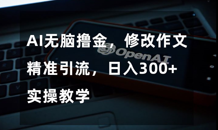 AI无脑撸金，修改作文精准引流，日入300+，实操教学【揭秘】网赚库-项目库-轻创网-中创网-福缘网-冒泡网-资源之家-魔方项目库网赚库