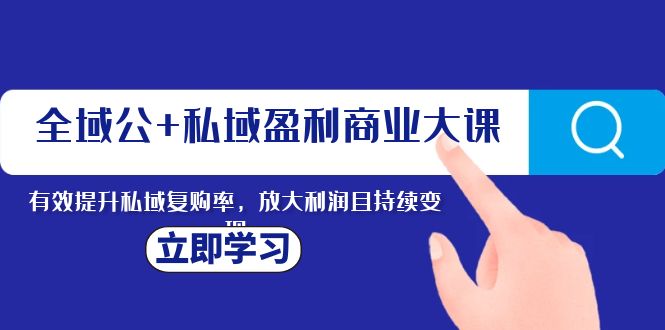 （8045期）全域公+私域盈利商业大课，有效提升私域复购率，放大利润且持续变现网赚库-项目库-轻创网-中创网-福缘网-冒泡网-资源之家-魔方项目库网赚库