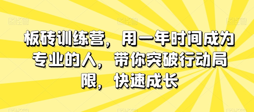 板砖训练营，用一年时间成为专业的人，带你突破行动局限，快速成长网赚库-项目库-轻创网-中创网-福缘网-冒泡网-资源之家-魔方项目库网赚库