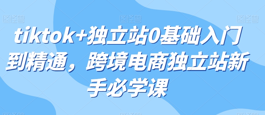 tiktok+独立站0基础入门到精通，跨境电商独立站新手必学课网赚库-项目库-轻创网-中创网-福缘网-冒泡网-资源之家-魔方项目库网赚库