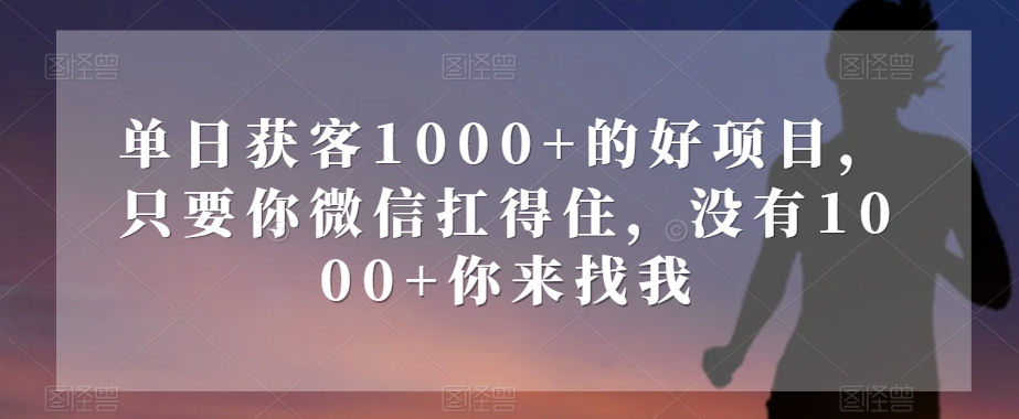 单日获客1000+的好项目，只要你微信扛得住，没有1000+你来找我【揭秘】网赚库-项目库-轻创网-中创网-福缘网-冒泡网-资源之家-魔方项目库网赚库