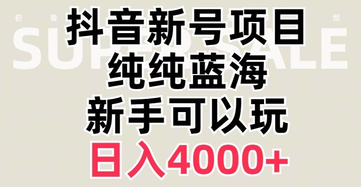 抖音蓝海赛道，必须是新账号，日入4000+【揭秘】网赚库-项目库-轻创网-中创网-福缘网-冒泡网-资源之家-魔方项目库网赚库