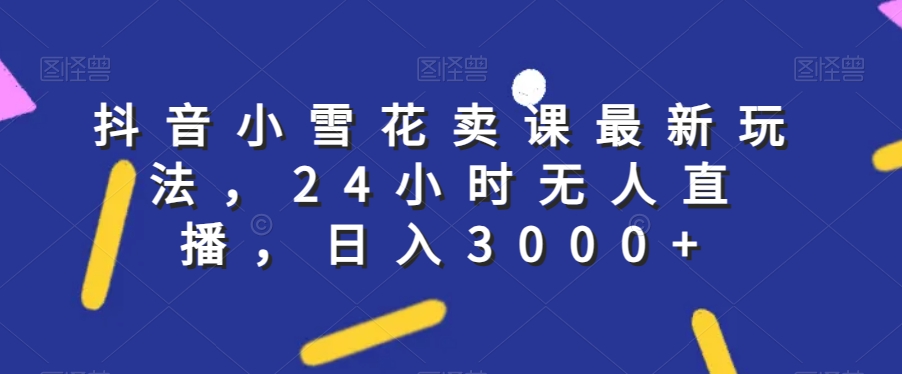 抖音小雪花卖课最新玩法，24小时无人直播，日入3000+【揭秘】网赚库-项目库-轻创网-中创网-福缘网-冒泡网-资源之家-魔方项目库网赚库