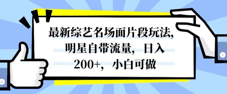 最新综艺名场面片段玩法，明星自带流量，日入200+，小白可做【揭秘】网赚库-项目库-轻创网-中创网-福缘网-冒泡网-资源之家-魔方项目库网赚库