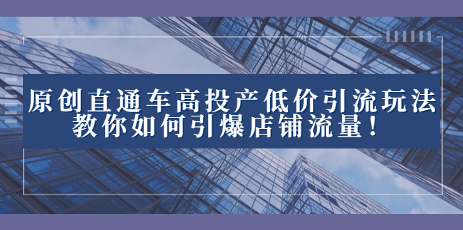 （8197期）2023直通车高投产低价引流玩法，教你如何引爆店铺流量！网赚库-项目库-轻创网-中创网-福缘网-冒泡网-资源之家-魔方项目库网赚库