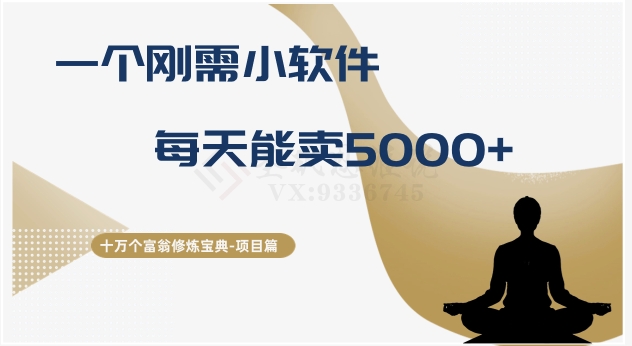 十万个富翁修炼宝典之17.一个刚需小软件，每天能卖5000+网赚库-项目库-轻创网-中创网-福缘网-冒泡网-资源之家-魔方项目库网赚库