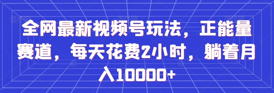 全网最新视频号玩法，正能量赛道，每天花费2小时，躺着月入10000+【揭秘】网赚库-项目库-轻创网-中创网-福缘网-冒泡网-资源之家-魔方项目库网赚库