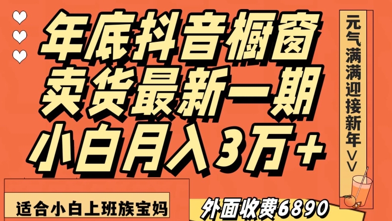 外面收费6890元年底抖音橱窗卖货最新一期，小白月入3万，适合小白上班族宝妈【揭秘】网赚库-项目库-轻创网-中创网-福缘网-冒泡网-资源之家-魔方项目库网赚库