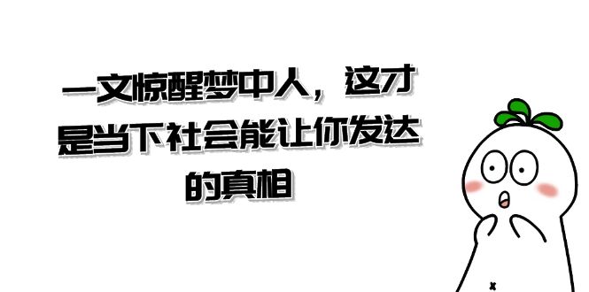 某公众号付费文章《一文惊醒梦中人，这才是当下社会能让你发达的真相》网赚库-项目库-轻创网-中创网-福缘网-冒泡网-资源之家-魔方项目库网赚库