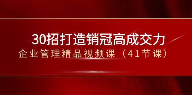 30招打造销冠高成交力-企业管理精品视频课（41节课）网赚库-项目库-轻创网-中创网-福缘网-冒泡网-资源之家-魔方项目库网赚库