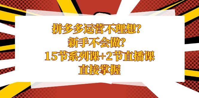 （8479期）拼多多运营不理想？新手不会做？15节系列课+2节直播课，直接掌握网赚库-项目库-轻创网-中创网-福缘网-冒泡网-资源之家-魔方项目库网赚库