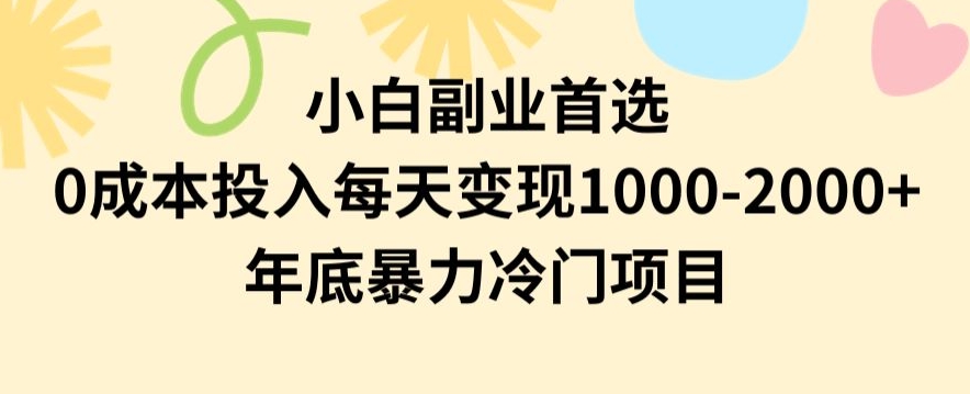 小白副业首选，0成本投入，每天变现1000-2000年底暴力冷门项目【揭秘】网赚库-项目库-轻创网-中创网-福缘网-冒泡网-资源之家-魔方项目库网赚库