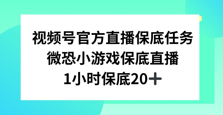 视频号直播任务，微恐小游戏，1小时20+网赚库-项目库-轻创网-中创网-福缘网-冒泡网-资源之家-魔方项目库网赚库