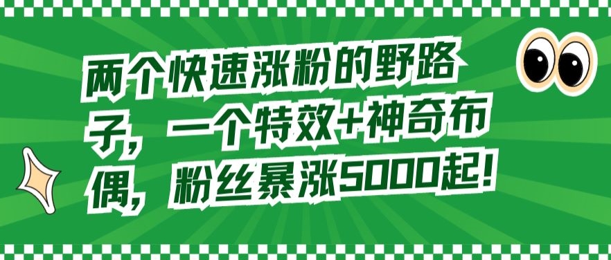 两个快速涨粉的野路子，一个特效+神奇布偶，粉丝暴涨5000起网赚库-项目库-轻创网-中创网-福缘网-冒泡网-资源之家-魔方项目库网赚库