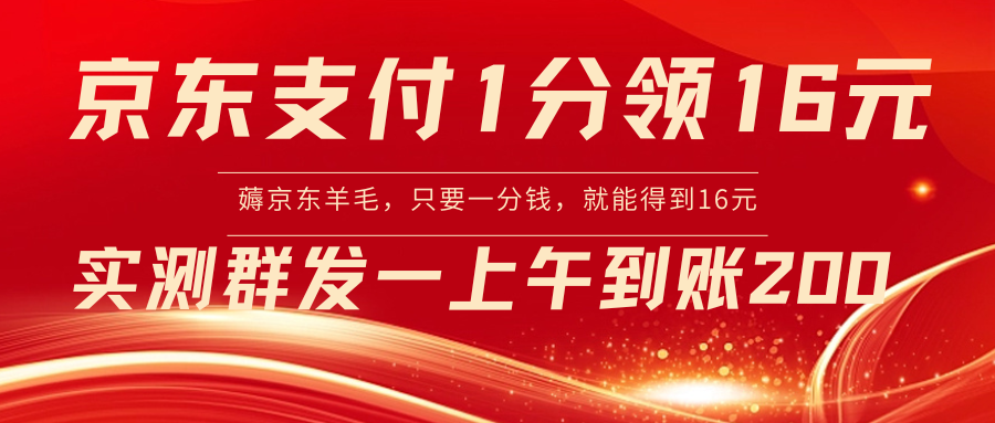 （8678期）京东支付1分得16元实操到账200网赚库-项目库-轻创网-中创网-福缘网-冒泡网-资源之家-魔方项目库网赚库