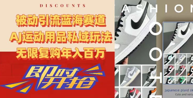 被动引流蓝海赛道，AJ运动用品私域玩法，无限复购年入百万网赚库-项目库-轻创网-中创网-福缘网-冒泡网-资源之家-魔方项目库网赚库