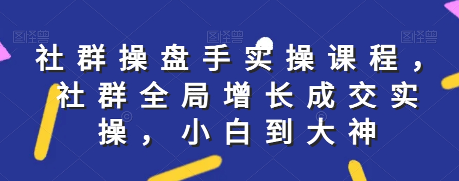 社群实操课程，社群全局增长成交实操，小白到大神网赚库-项目库-轻创网-中创网-福缘网-冒泡网-资源之家-魔方项目库网赚库