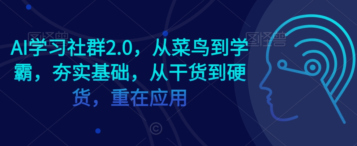 AI学习社群2.0，从菜鸟到学霸，夯实基础，从干货到硬货，重在应用网赚库-项目库-轻创网-中创网-福缘网-冒泡网-资源之家-魔方项目库网赚库