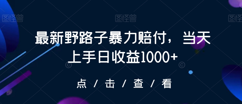 最新野路子暴力赔付，当天上手日收益1000+【仅揭秘】网赚库-项目库-轻创网-中创网-福缘网-冒泡网-资源之家-魔方项目库网赚库