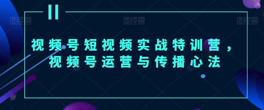 视频号短视频实战特训营，视频号运营与传播心法网赚库-项目库-轻创网-中创网-福缘网-冒泡网-资源之家-魔方项目库网赚库