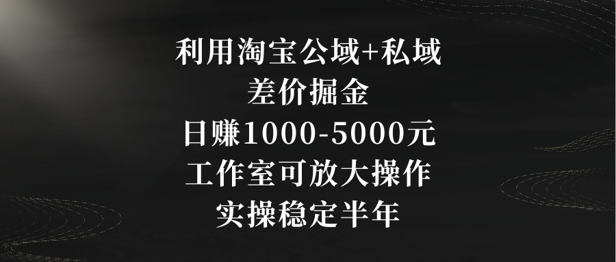 （8952期）利用淘宝公域+私域差价掘金，日赚1000-5000元，工作室可放大操作，实操…网赚库-项目库-轻创网-中创网-福缘网-冒泡网-资源之家-魔方项目库网赚库