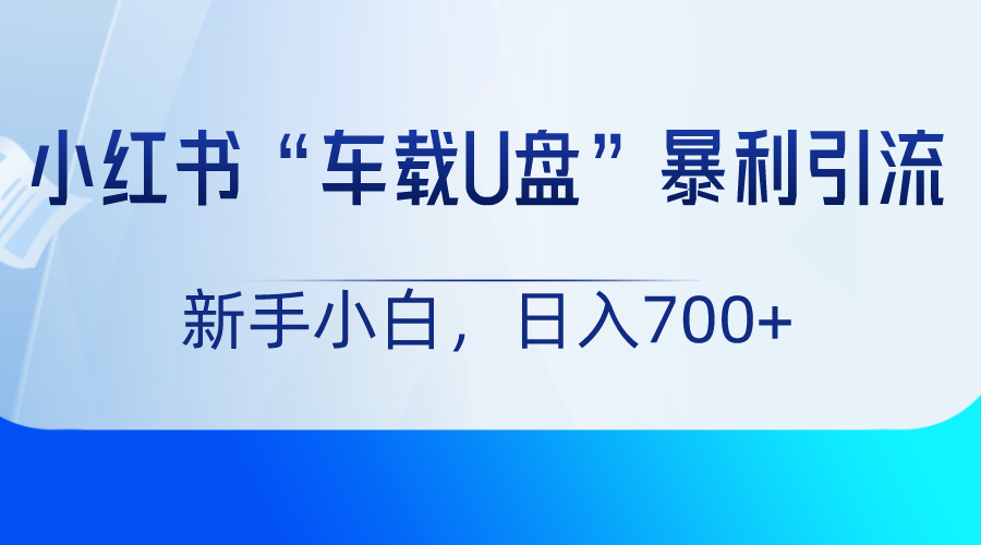 小红书“车载U盘”项目，暴利引流，新手小白轻松日入700+网赚库-项目库-轻创网-中创网-福缘网-冒泡网-资源之家-魔方项目库网赚库