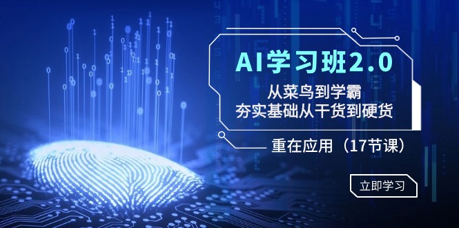 AI学习班2.0：从菜鸟到学霸，夯实基础从干货到硬货，重在应用（17节课）网赚库-项目库-轻创网-中创网-福缘网-冒泡网-资源之家-魔方项目库网赚库