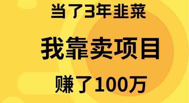 （9100期）当了3年韭菜，我靠卖项目赚了100万网赚库-项目库-轻创网-中创网-福缘网-冒泡网-资源之家-魔方项目库网赚库