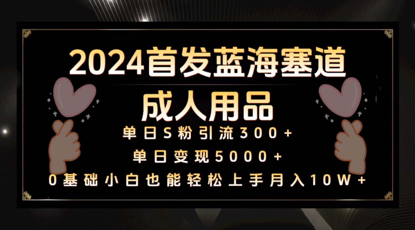 2024首发蓝海塞道成人用品，月入10W+保姆教程网赚库-项目库-轻创网-中创网-福缘网-冒泡网-资源之家-魔方项目库网赚库