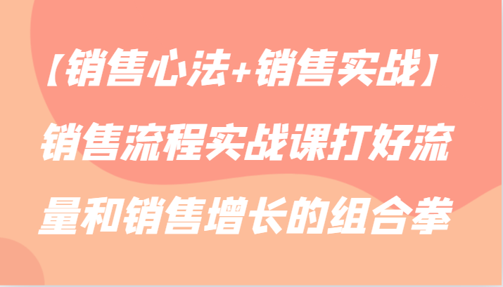 【销售心法+销售实战】销售流程实战课打好流量和销售增长的组合拳网赚库-项目库-轻创网-中创网-福缘网-冒泡网-资源之家-魔方项目库网赚库