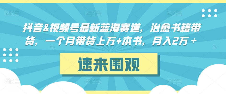 抖音&视频号最新蓝海赛道，治愈书籍带货，一个月带货上万+本书，月入2万＋网赚库-项目库-轻创网-中创网-福缘网-冒泡网-资源之家-魔方项目库网赚库