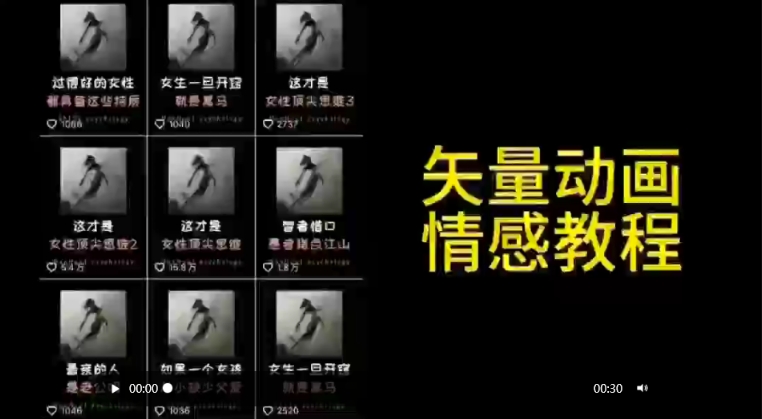 矢量动画情感教程：高点赞涨粉，适合情感、思维、创业教育等赛道网赚库-项目库-轻创网-中创网-福缘网-冒泡网-资源之家-魔方项目库网赚库