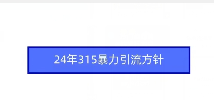 24年315暴力引流方针网赚库-项目库-轻创网-中创网-福缘网-冒泡网-资源之家-魔方项目库网赚库