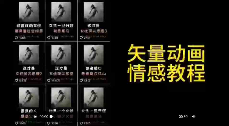 （9334期）矢量动画情感教程：高点赞涨粉，适合情感、思维、创业教育等赛道网赚库-项目库-轻创网-中创网-福缘网-冒泡网-资源之家-魔方项目库网赚库