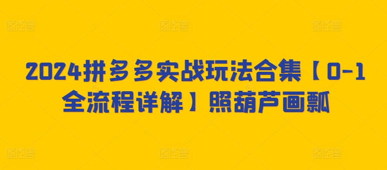 2024拼多多实战玩法合集【0-1全流程详解】照葫芦画瓢网赚库-项目库-轻创网-中创网-福缘网-冒泡网-资源之家-魔方项目库网赚库