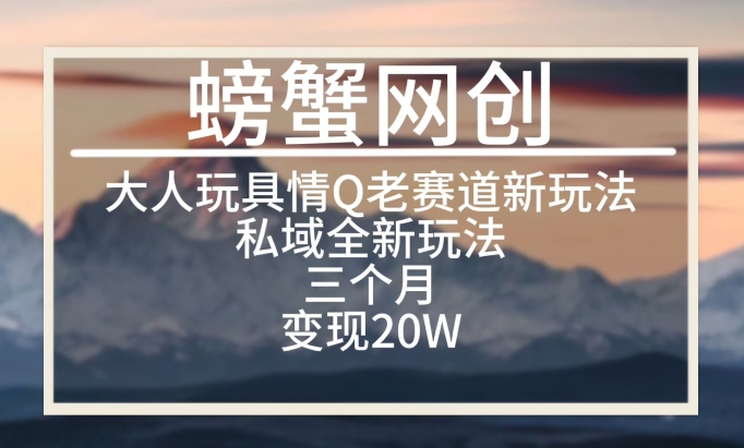 大人玩具情Q用品赛道私域全新玩法，三个月变现20W，老项目新思路网赚库-项目库-轻创网-中创网-福缘网-冒泡网-资源之家-魔方项目库网赚库