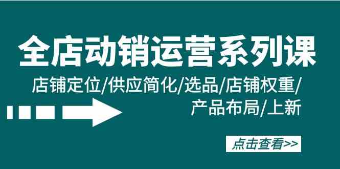 全店动销运营系列课：店铺定位/供应简化/选品/店铺权重/产品布局/上新网赚库-项目库-轻创网-中创网-福缘网-冒泡网-资源之家-魔方项目库网赚库