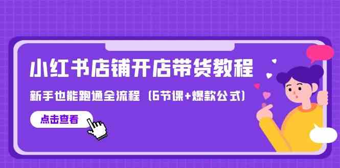 （9883期）最新小红书店铺开店带货教程，新手也能跑通全流程（6节课+爆款公式）网赚库-项目库-轻创网-中创网-福缘网-冒泡网-资源之家-魔方项目库网赚库