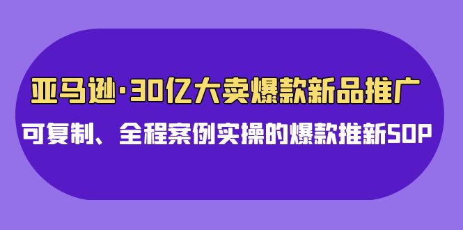 亚马逊30亿大卖爆款新品推广，可复制、全程案例实操的爆款推新SOP网赚库-项目库-轻创网-中创网-福缘网-冒泡网-资源之家-魔方项目库网赚库