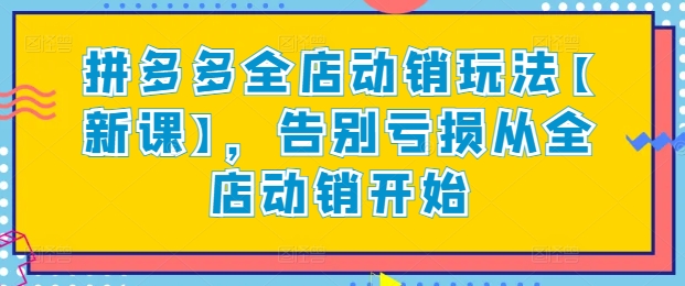 拼多多全店动销玩法【新课】，告别亏损从全店动销开始网赚库-项目库-轻创网-中创网-福缘网-冒泡网-资源之家-魔方项目库网赚库