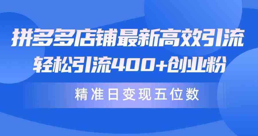 （10041期）拼多多店铺最新高效引流术，轻松引流400+创业粉，精准日变现五位数！网赚库-项目库-轻创网-中创网-福缘网-冒泡网-资源之家-魔方项目库网赚库